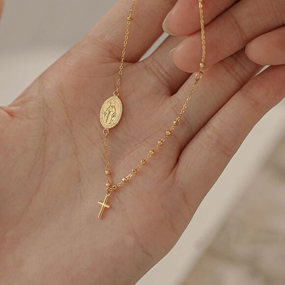 Catholic Rosary Bracelet Alloy Beads Cross Religious Jewelry for Women - Picture 5 of 9